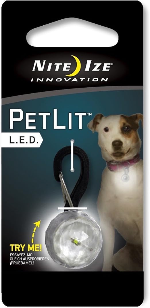 Nite Ize Pet Lit Collar Light Tag Crystal/ White