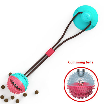 Pet Pleasers Shop interactive dog suction cup toy with textured ball containing bells for engaging play