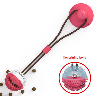 Pet Pleasers Shop interactive dog suction cup toy with rubber ball and bells for engaging play