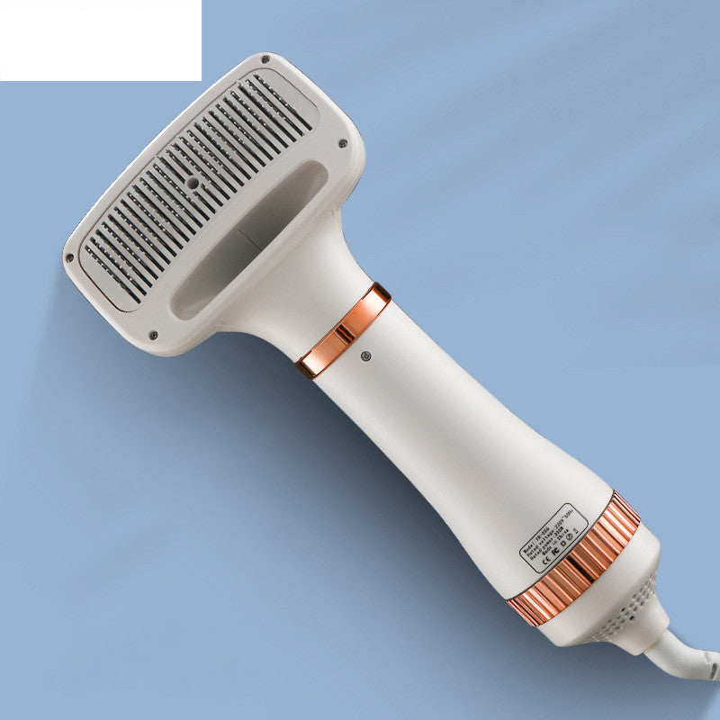 White and rose gold pet grooming blow dryer with wide vent for efficient dog grooming